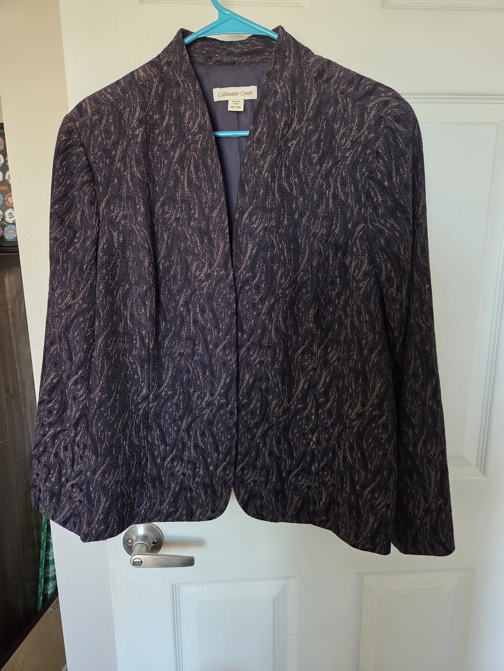 Coldwater Creek Women's Patterned Open-Front Jacket in Plum